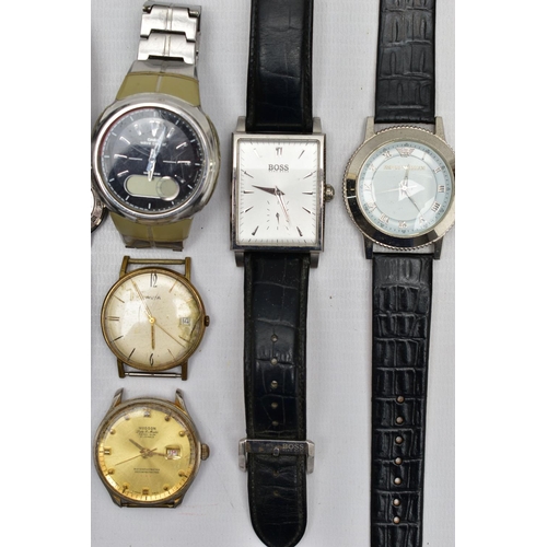 167 - A SELECTION OF WRISTWATCHES, mostly quartz movements with names to include 'Casio, Guess, Sekonda, E... 