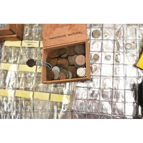 182 - A BOX AND ALBUM OF MIXED COINAGE, to include a small plastic wallet containing a byzantine/roman bro... 