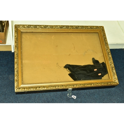 185 - A LARGE FRAMED DISPLAY CASE, rectangular framed, glass lidded display case, hinge fittings, fitted w... 