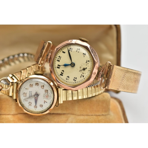 26 - THREE LADIES WRISTWATCHES, the first a boxed 'Lanco' gold head wristwatch, hand wound movement, roun... 