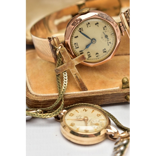 26 - THREE LADIES WRISTWATCHES, the first a boxed 'Lanco' gold head wristwatch, hand wound movement, roun... 