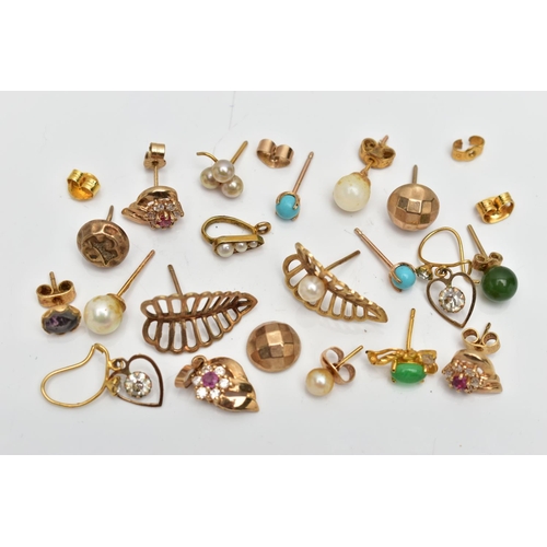 48 - AN ASSORTMENT OF 9CT GOLD AND YELLOW METAL JEWELLERY, to include a yellow gold pendant set with colo... 