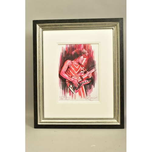 301 - ZINSKY (BRITISH CONTEMPORARY) 'EDDIE VAN HALEN', a coloured pencil sketch on paper of the American r... 