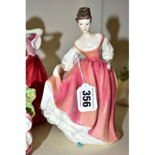 356 - FIVE ROYAL DOULTON FIGURINES, comprising Fair Lady HN2835, Lydia HN1908, Autumn Breezes HN1934, Chri... 