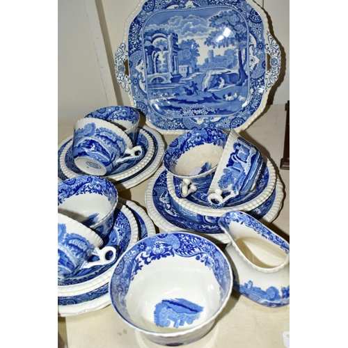 361 - A TWENTY ONE PIECE COPELAND SPODE'S ITALIAN PART TEA SET, comprising a cake plate, a cream jug, a su... 