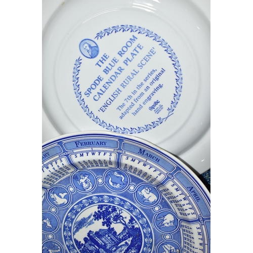 365 - A SMALL COLLECTION OF BLUE AND WHITE CERAMICS, to include six Spode calendar plates for the years 20... 