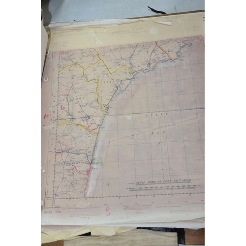 373 - EPHEMERA, comprising two Folio's of Ordnance Survey sheets  (some copies) specifically Devon, a scra... 