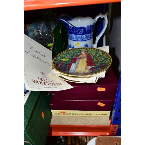 382 - TWO BOXES AND LOOSE CERAMICS AND GLASSWARE, including a boxed set of four Royal Worcester for Past T... 