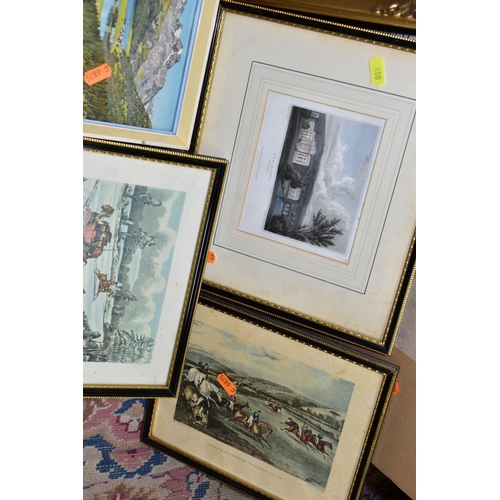 400 - THREE BOXES OF FRAMED PRINTS AND HOUSEHOLD SUNDRIES, to include over twenty small framed prints, a b... 