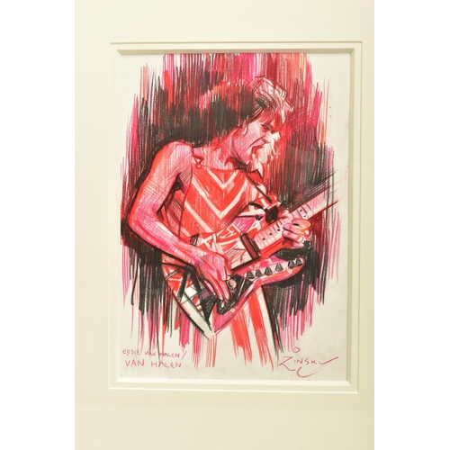 301 - ZINSKY (BRITISH CONTEMPORARY) 'EDDIE VAN HALEN', a coloured pencil sketch on paper of the American r... 