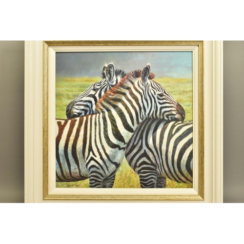 308 - TONY FORREST (BRITISH 1961) 'NEAREST AND DEAREST', a signed limited edition print of zebras 34/195, ... 