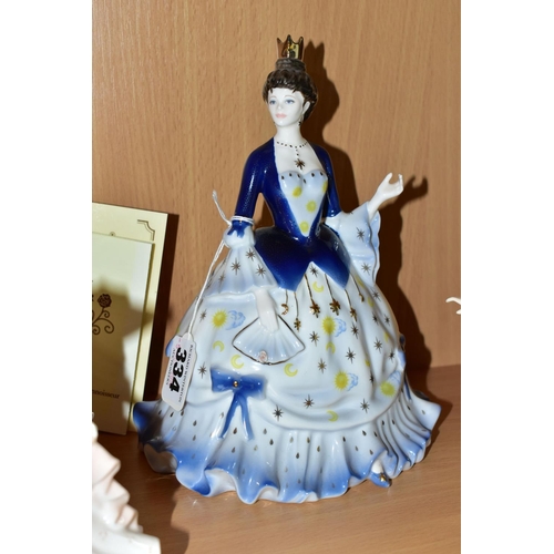 334 - SIX COALPORT AND ROYAL DOULTON FIGURINES, comprising Coalport: Millenium Princess with certificate, ... 