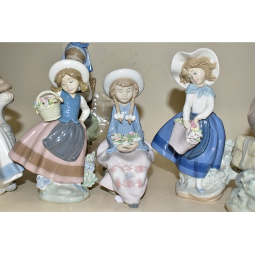 354 - FIVE LLADRO FIGURES, comprising Girl with Doll No1211, designed by Antonio Ballester 1972, retired 1... 