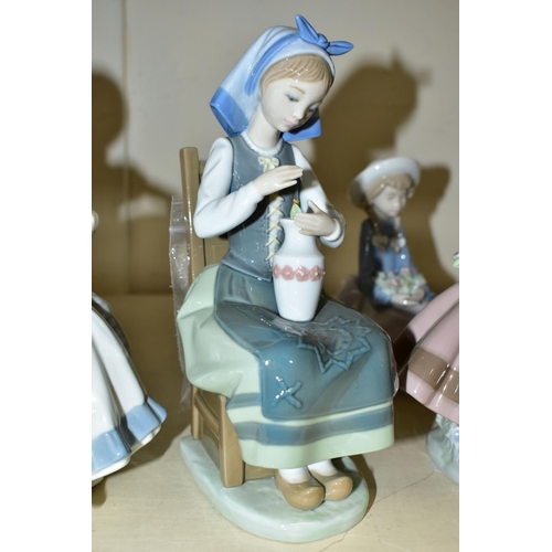 354 - FIVE LLADRO FIGURES, comprising Girl with Doll No1211, designed by Antonio Ballester 1972, retired 1... 