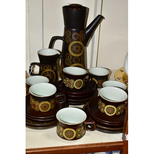 358 - A TWENTY ONE PIECE DENBY ARABESQUE COFFEE SET, Denby Arabesque comprising a coffee pot, a milk jug, ... 