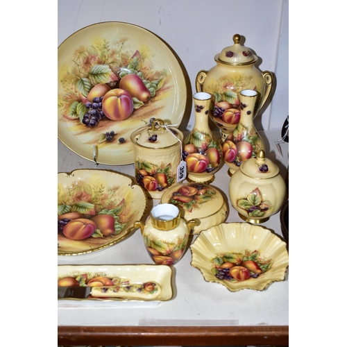 359 - TWELVE PIECES OF AYNSLEY ORCHARD GOLD GIFTWARES ETC, to include a twin handled covered vase height 2... 