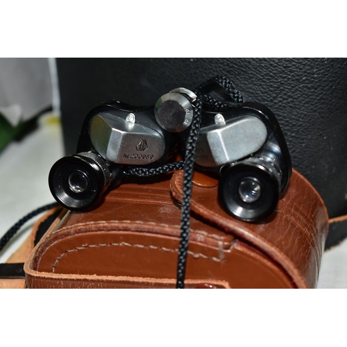 370 - THREE PAIRS OF BINOCULARS, comprising a small pocket sized pair of A.O.G binoculars Jupiter Jr. 6x15... 