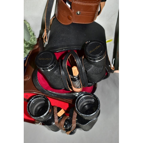 370 - THREE PAIRS OF BINOCULARS, comprising a small pocket sized pair of A.O.G binoculars Jupiter Jr. 6x15... 