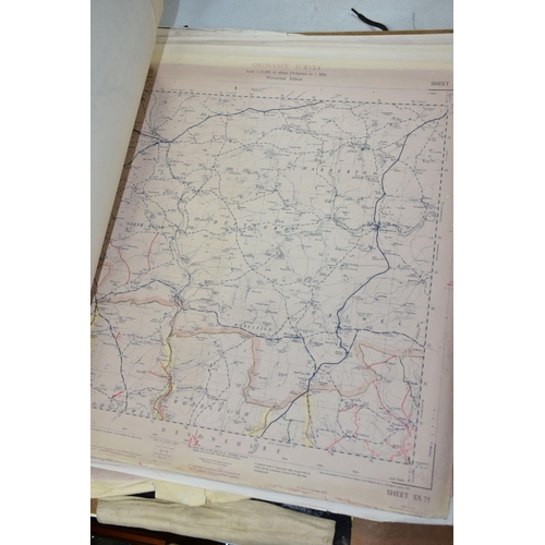 373 - EPHEMERA, comprising two Folio's of Ordnance Survey sheets  (some copies) specifically Devon, a scra... 