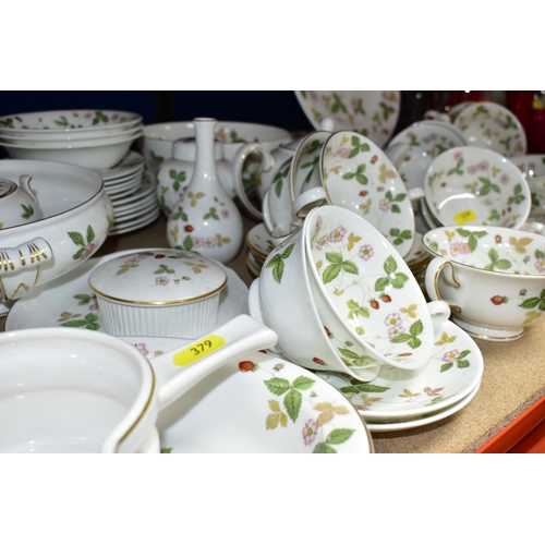 379 - A WEDGWOOD BONE CHINA 'WILD STRAWBERRY' R4406 PATTERN PART DINNER SERVICE AND A SMALL QUANTITY OF GI... 