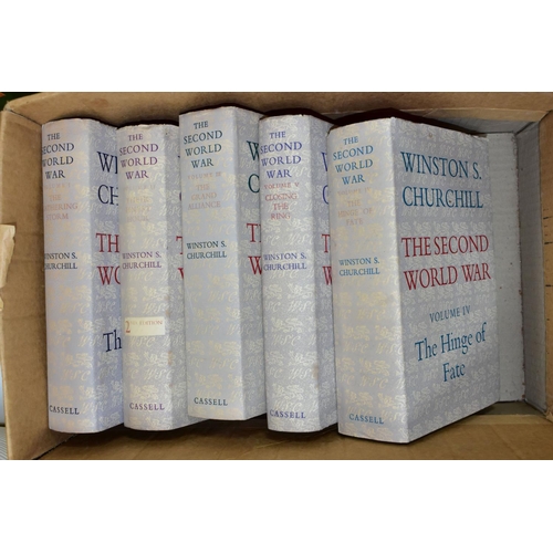 404 - WINSTON CHURCHILL; The Second World War vols. 1 - 5, vols. 1, 3, 4, 5 1st editions, vol. 2, 2nd edit... 