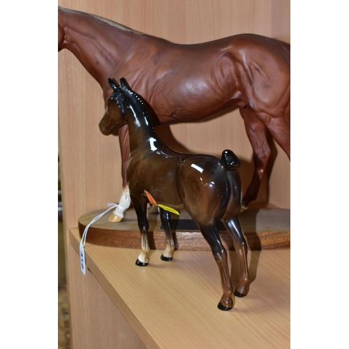 418 - TWO BESWICK HORSE FIGURES, comprising Grundy no 2558 from the Connoisseur Horses collection, on a wo... 