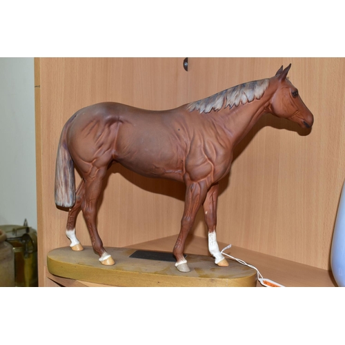 418 - TWO BESWICK HORSE FIGURES, comprising Grundy no 2558 from the Connoisseur Horses collection, on a wo... 