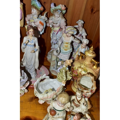 432 - A COLLECTION OF FIGURINES AND A ROYAL WORCESTER VASE, many pieces repaired or requiring restoration,... 