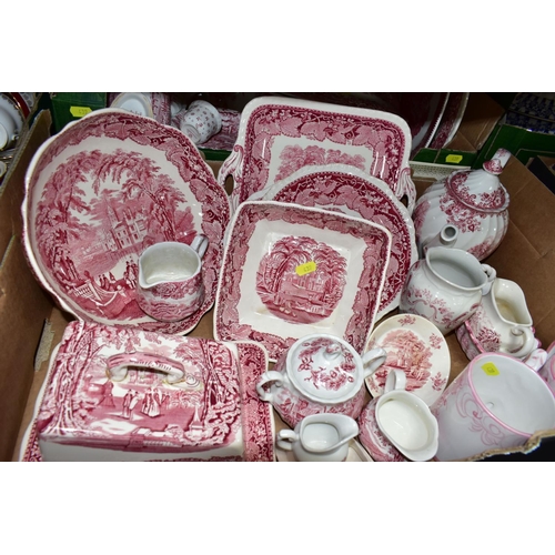 439 - THREE BOXES OF DINNERWARE, to include a Duchess 'Winchester' (red) teapot, four cups, six saucers, s... 