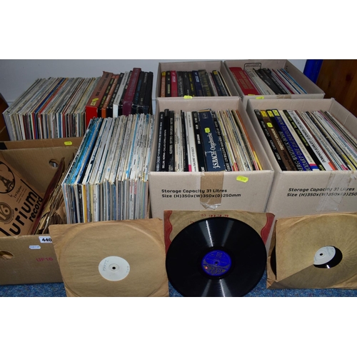 440 - SIX BOXES OF ASSORTED RECORDS, LPS , 78'S AND BOXED SETS, to include a complete set of six 78's Duri... 