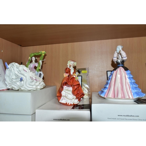 460 - FIVE BOXED ROYAL DOULTON FIGURINES, comprising Margaret HN4927, Gail HN4804, both with date cypher f... 