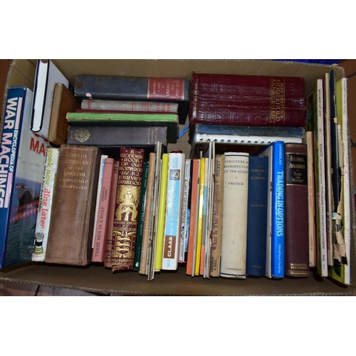 494 - BOOKS, five boxes containing approximately one hundred and fifty titles in hardback and paperback fo... 