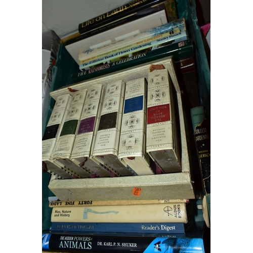 494 - BOOKS, five boxes containing approximately one hundred and fifty titles in hardback and paperback fo... 