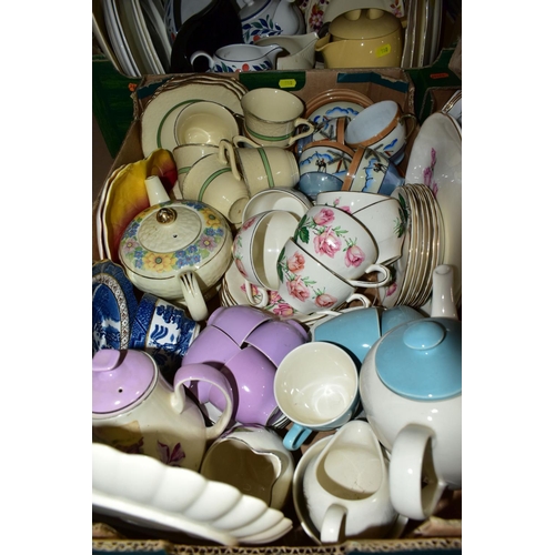 510 - SIX BOXES OF ASSORTED TEA AND COFFEE SETS, to include a Palissy 'Clematis' pattern coffee pot, cream... 