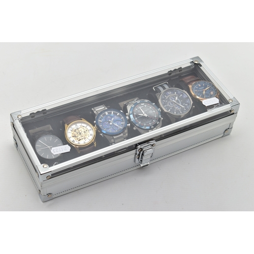 196 - A COLLECTION OF SIX WRISTWATCHES, to include a ROTARY wristwatch with skeleton dial, numbered GS0294... 