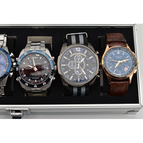 196 - A COLLECTION OF SIX WRISTWATCHES, to include a ROTARY wristwatch with skeleton dial, numbered GS0294... 