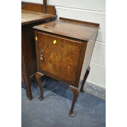 1487 - A SOLID OAK DRESSING CHEST, with a single oval mirror, and three drawers, width 77cm x depth 46cm x ... 