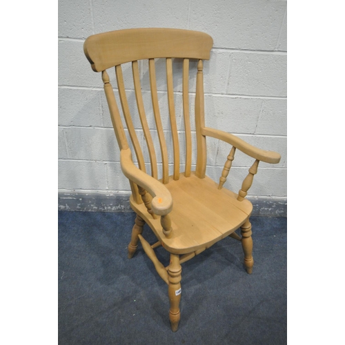 1488 - A MODERN BEECH WINDSOR ARMCHAIR (condition:-splits to seat)