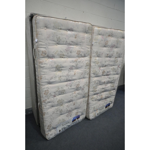 1499 - TWO SLEEPEEZEE SINGLE DIVAN BEDS AND MATTRESS (condition:-missing three casters)