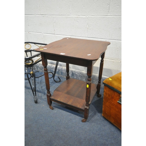 1500 - A SELECTION OF OCCASIONAL FURNITURE, to include a mahogany sewing table (worn finish) a wrought iron... 