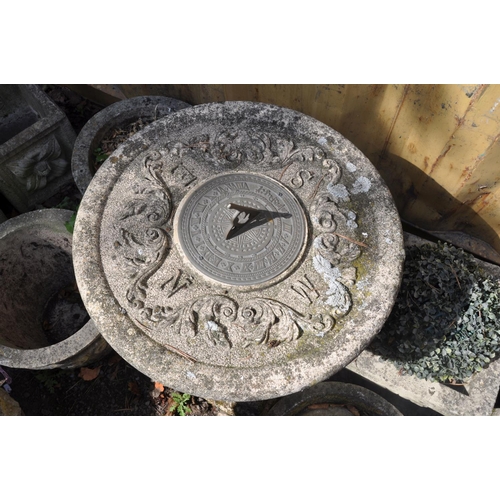 1012 - A MODERN COMPOSITE SUN DIAL with a detail square section foot baluster stem and a separate circular ... 