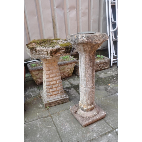 1024 - A COMPOSITE BIRD BATH width and depth of octagonal top 43cm, height 61cmand a Sun Dial height 72cm, ... 