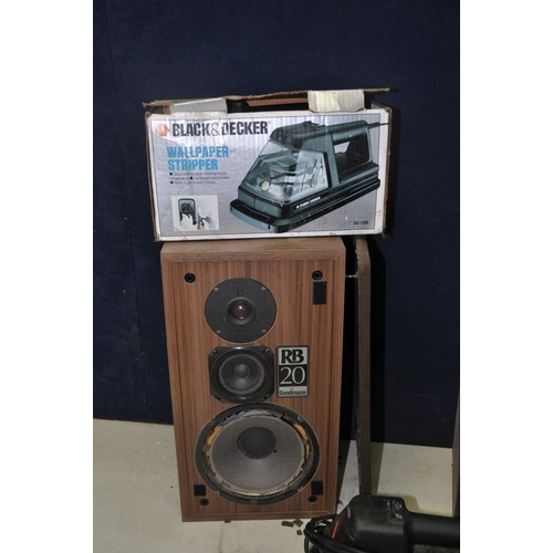 1067 - A PAIR OF GOODMANS RB20 SPEAKERS (need attention) along with a Selmar battery charger and two Black ... 