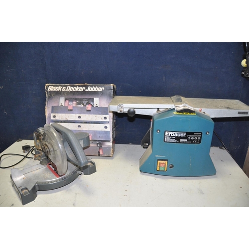 1081 - A ERBAUER ERB05BTE 8in THICKNESS PLANER along with a Performance pro mitre saw (both PAT pass and wo... 