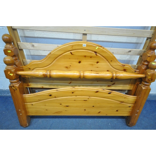 1211 - A PINE 4FT6 BEDSTEAD (condition - surface marks and scratches)