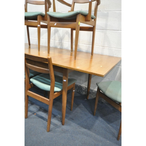 1221 - A MID CENTURY TEAK EXTENDING DINING TABLE, with one additional leaf, extended length 185cm x closed ... 