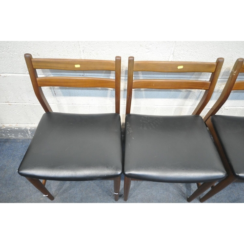 1226 - A SET OF FOUR MCINTOSH STYLE TEAK DINING CHAIRS, with black leatherette upholstery (condition - some... 