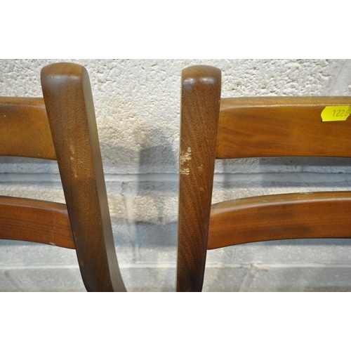 1226 - A SET OF FOUR MCINTOSH STYLE TEAK DINING CHAIRS, with black leatherette upholstery (condition - some... 