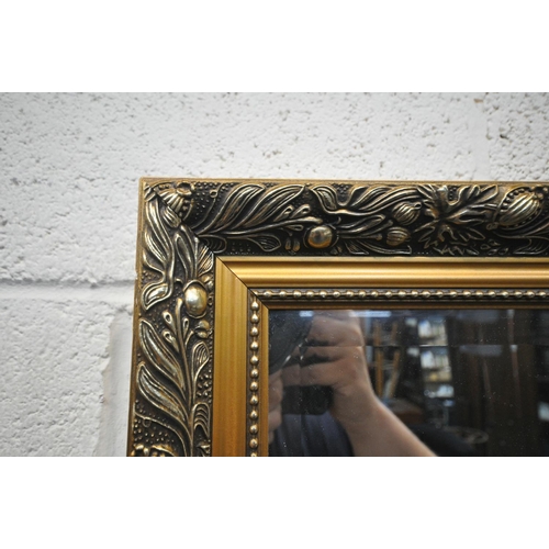 1250 - A RECTANGULAR GILT BEVELLED EDGE WALL MIRROR, width 83cm x height 60cm, along with another rectangul... 