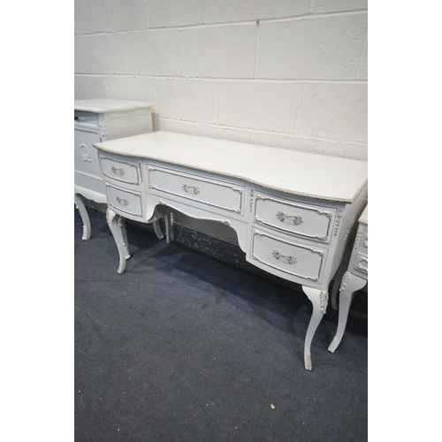 1264 - A SELECTION OF FRENCH PAINTED FURNITURE, to include a dressing table, width 122cm x depth 51cm x hei... 